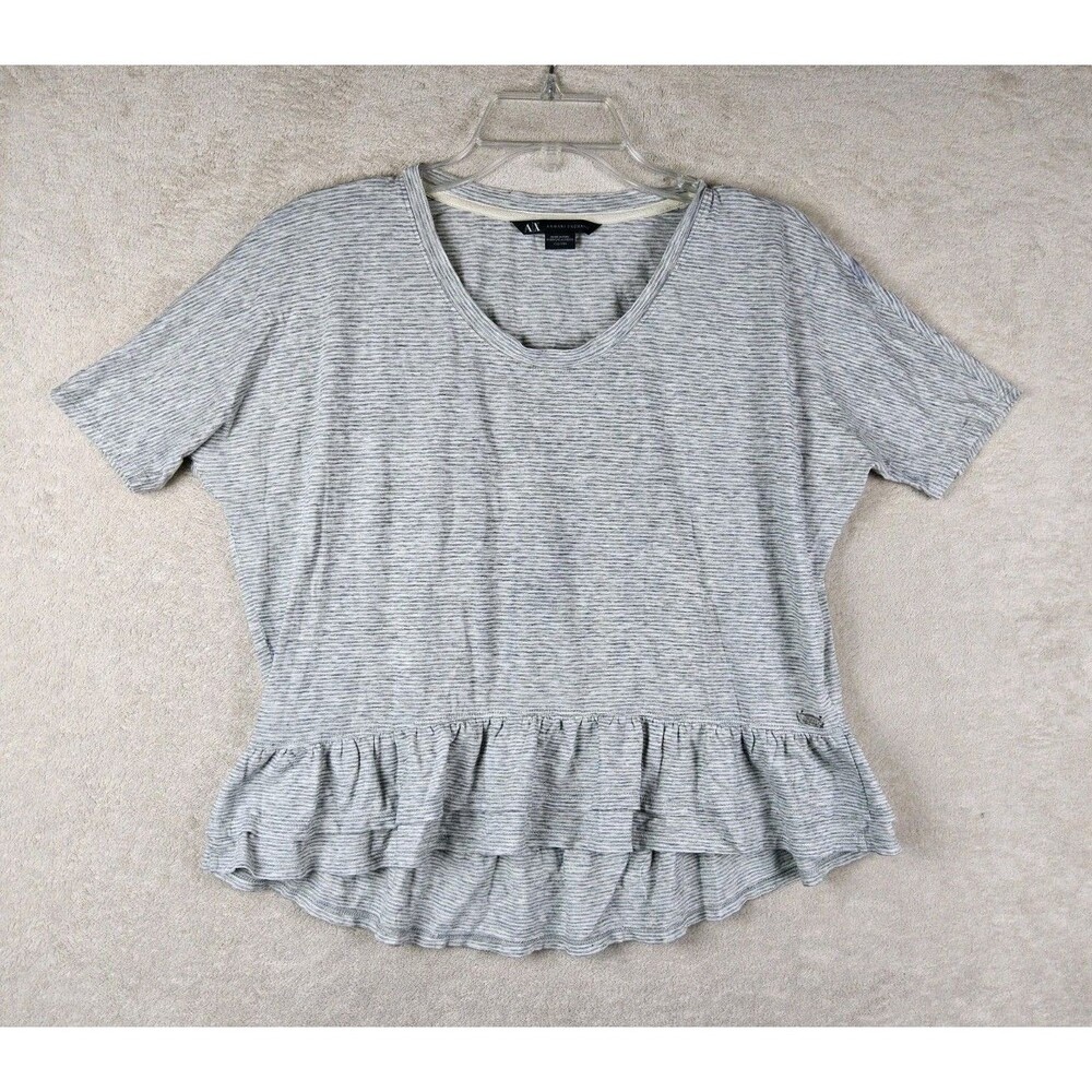 Armani Exchange AX Women's Oversized Striped Ruffle Cropped Top Size XXS